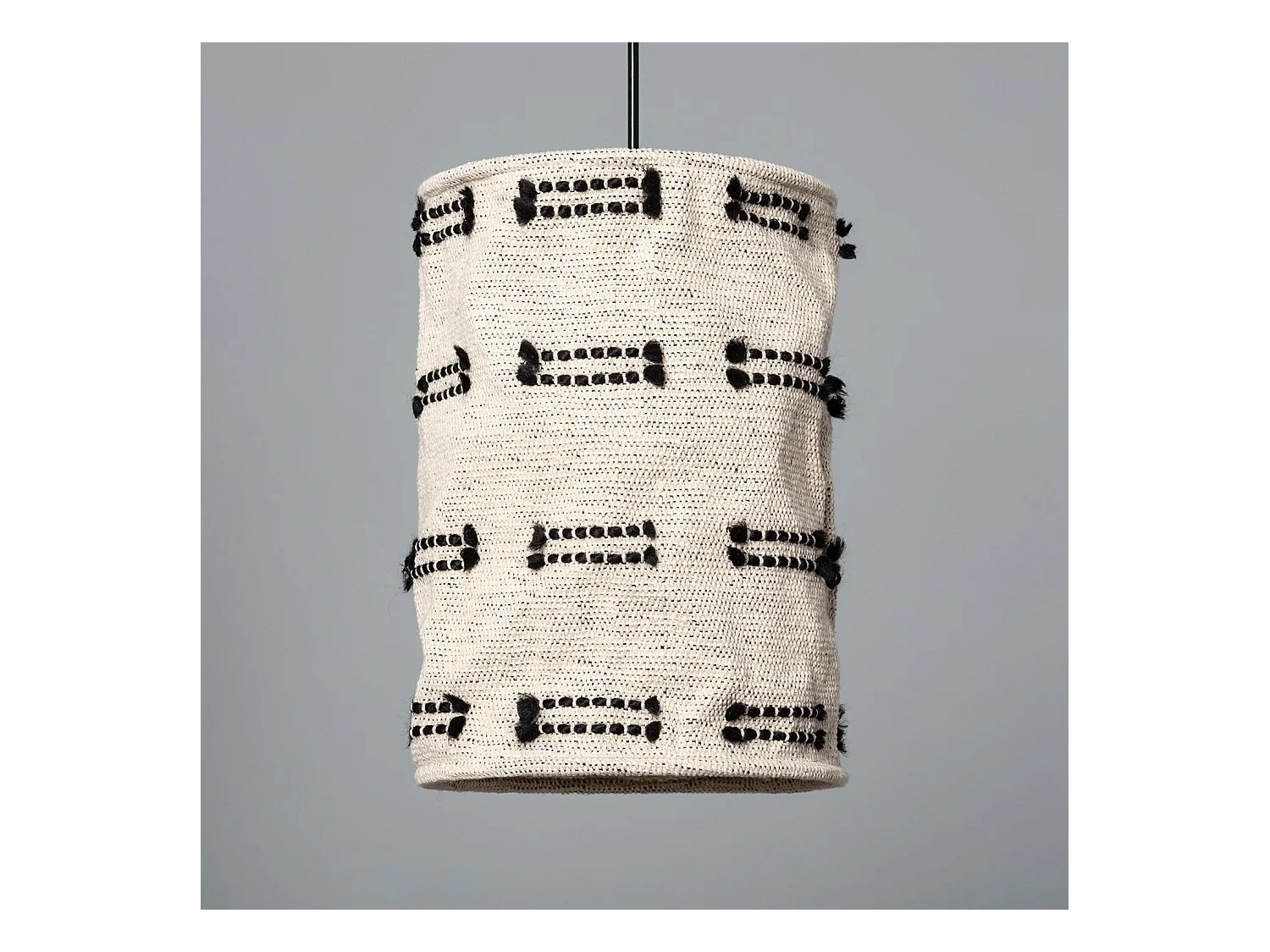 Lampada a Sospensione Metallo e Cotone Sioux Large Bianco / Nero