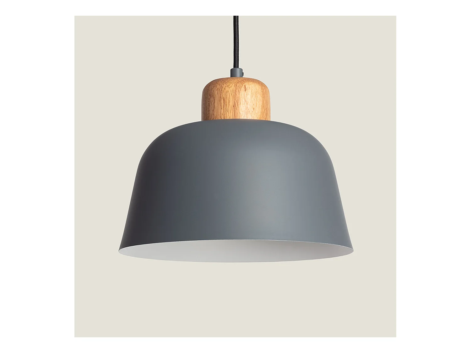 Lámpara Colgante Metal y Madera Wawak Gris