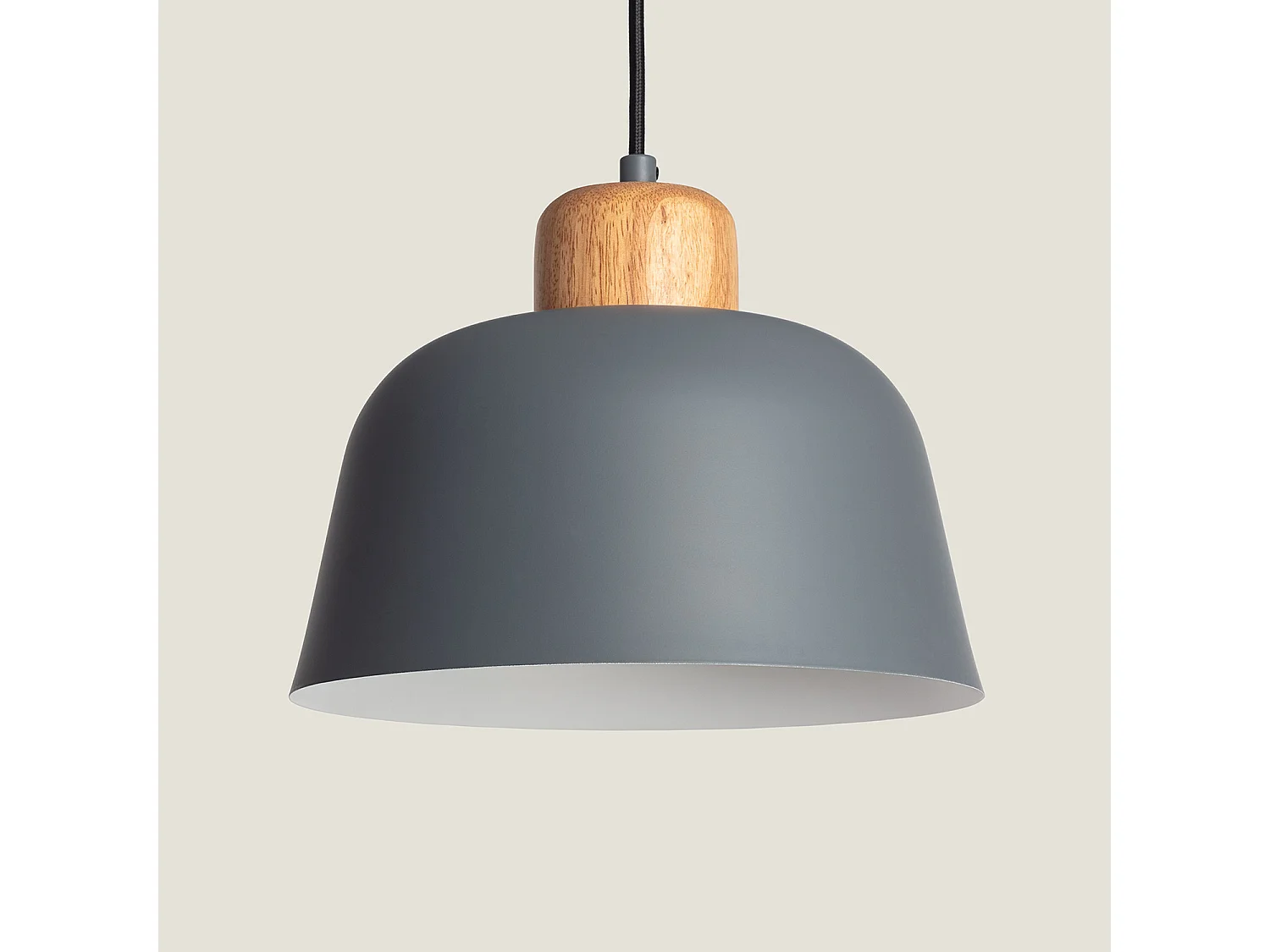 Lámpara Colgante Metal y Madera Wawak Gris