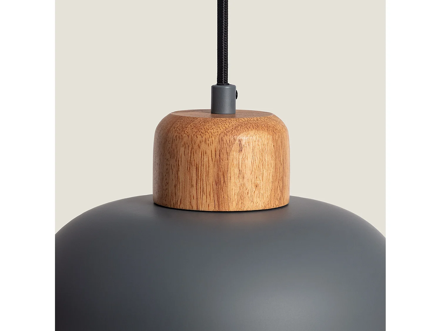 Lámpara Colgante Metal y Madera Wawak Gris