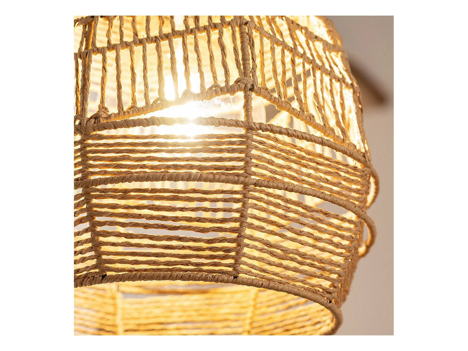 Lampada a Sospensione Carta Intrecciata Beyawo Naturale