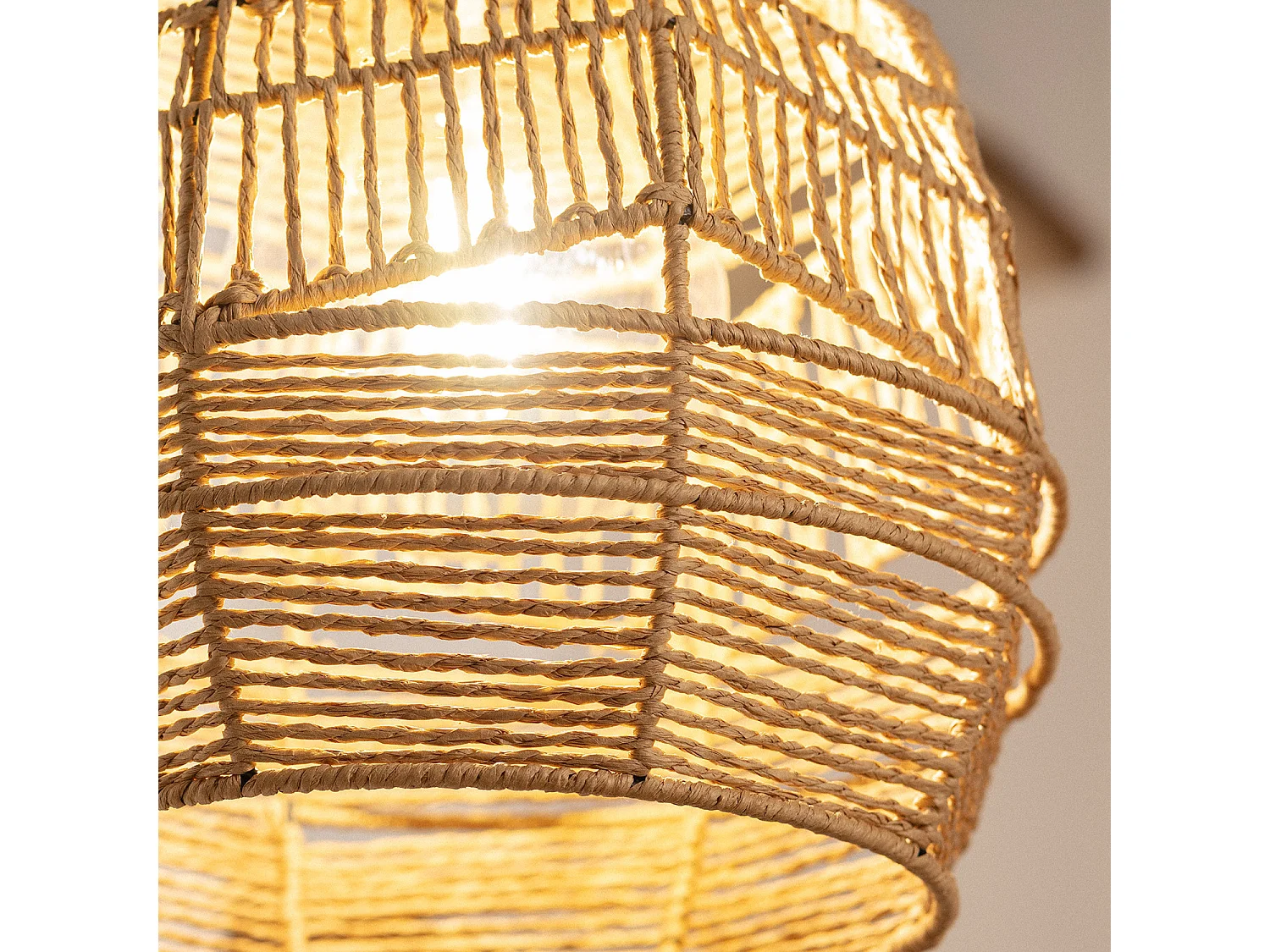 Lampada a Sospensione Carta Intrecciata Beyawo Naturale