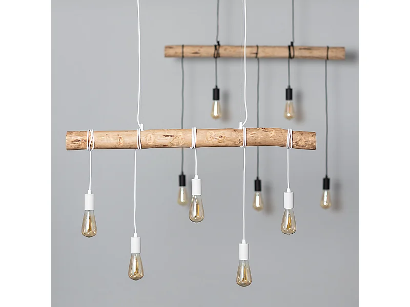 Lámpara Colgante Metal y Madera Yagis Negro