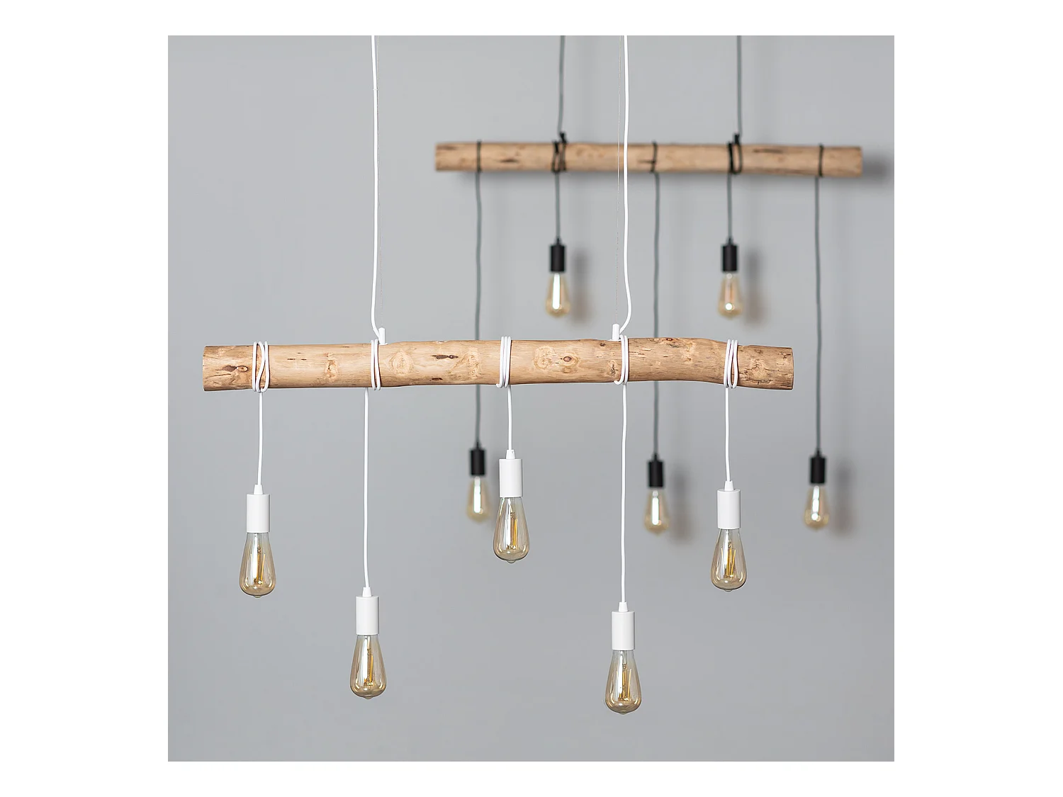 Lámpara Colgante Metal y Madera Yagis Negro