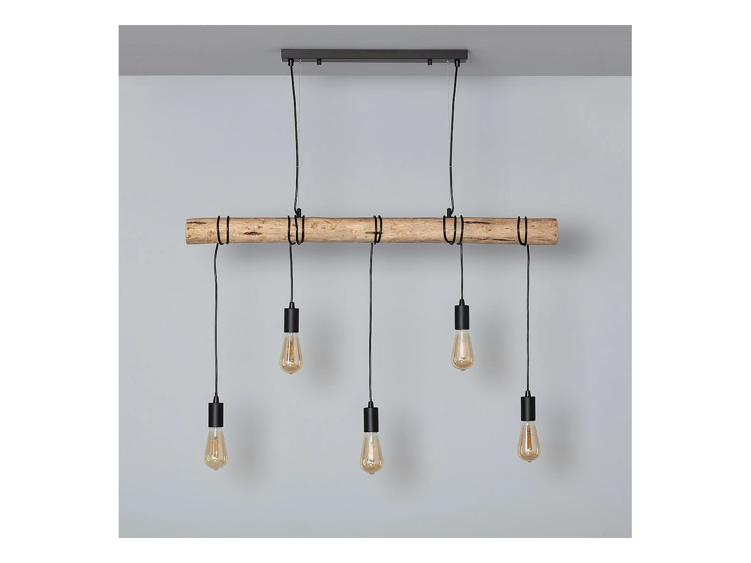 Lámpara Colgante Metal y Madera Yagis Negro