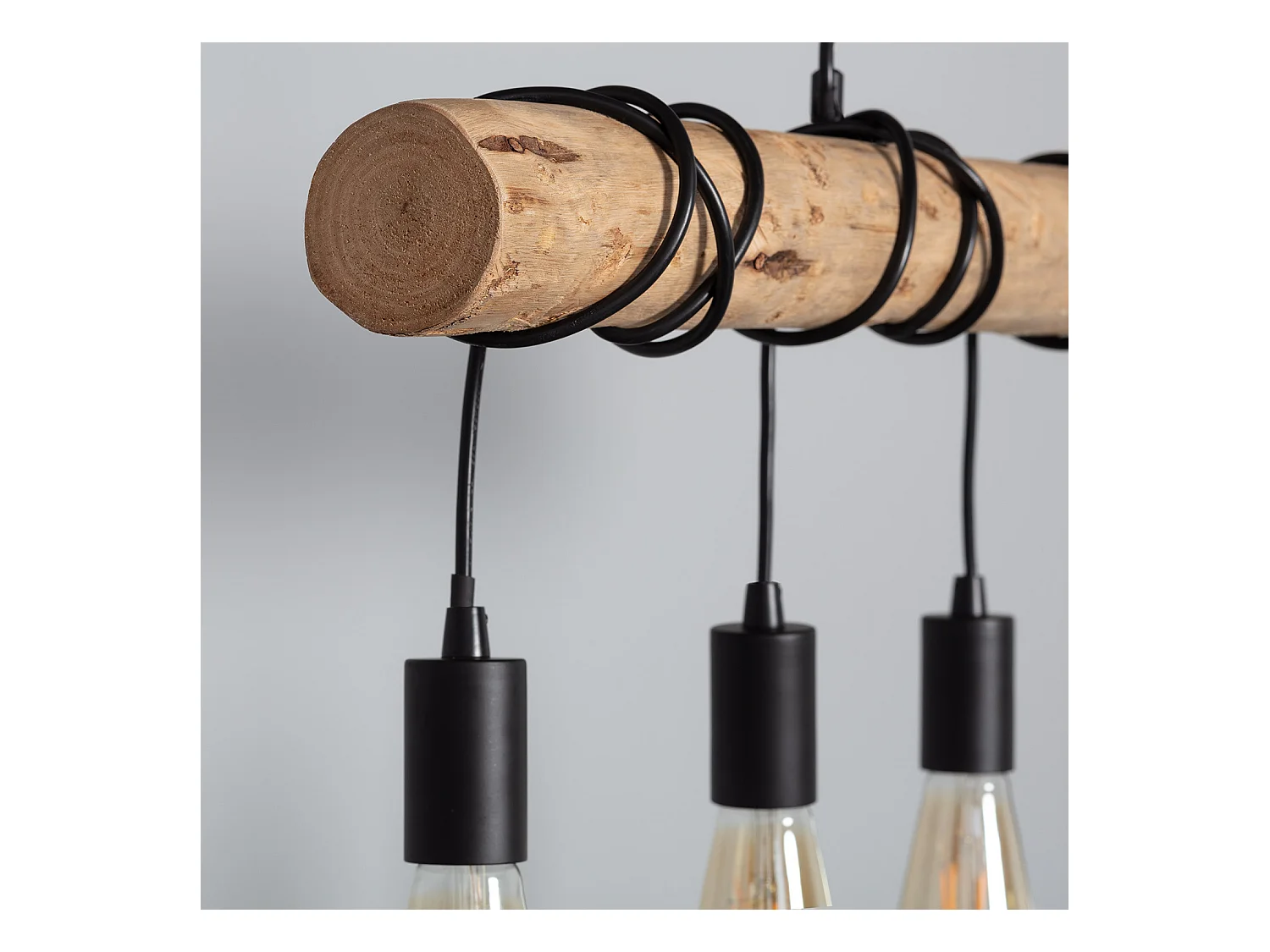 Lámpara Colgante Metal y Madera Yagis Negro