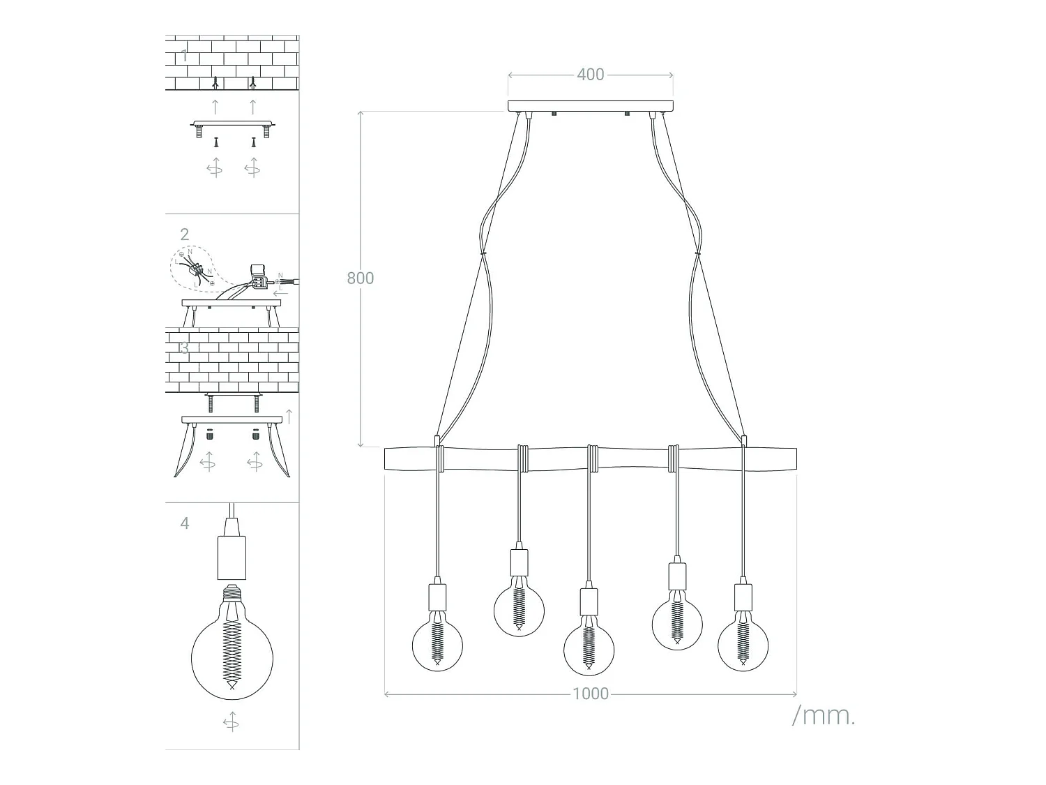 Lámpara Colgante Metal y Madera Yagis Negro
