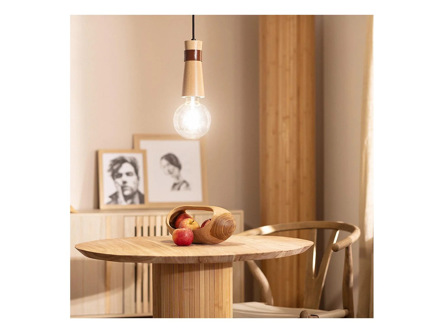 Lámpara Colgante Madera Barsella Natural