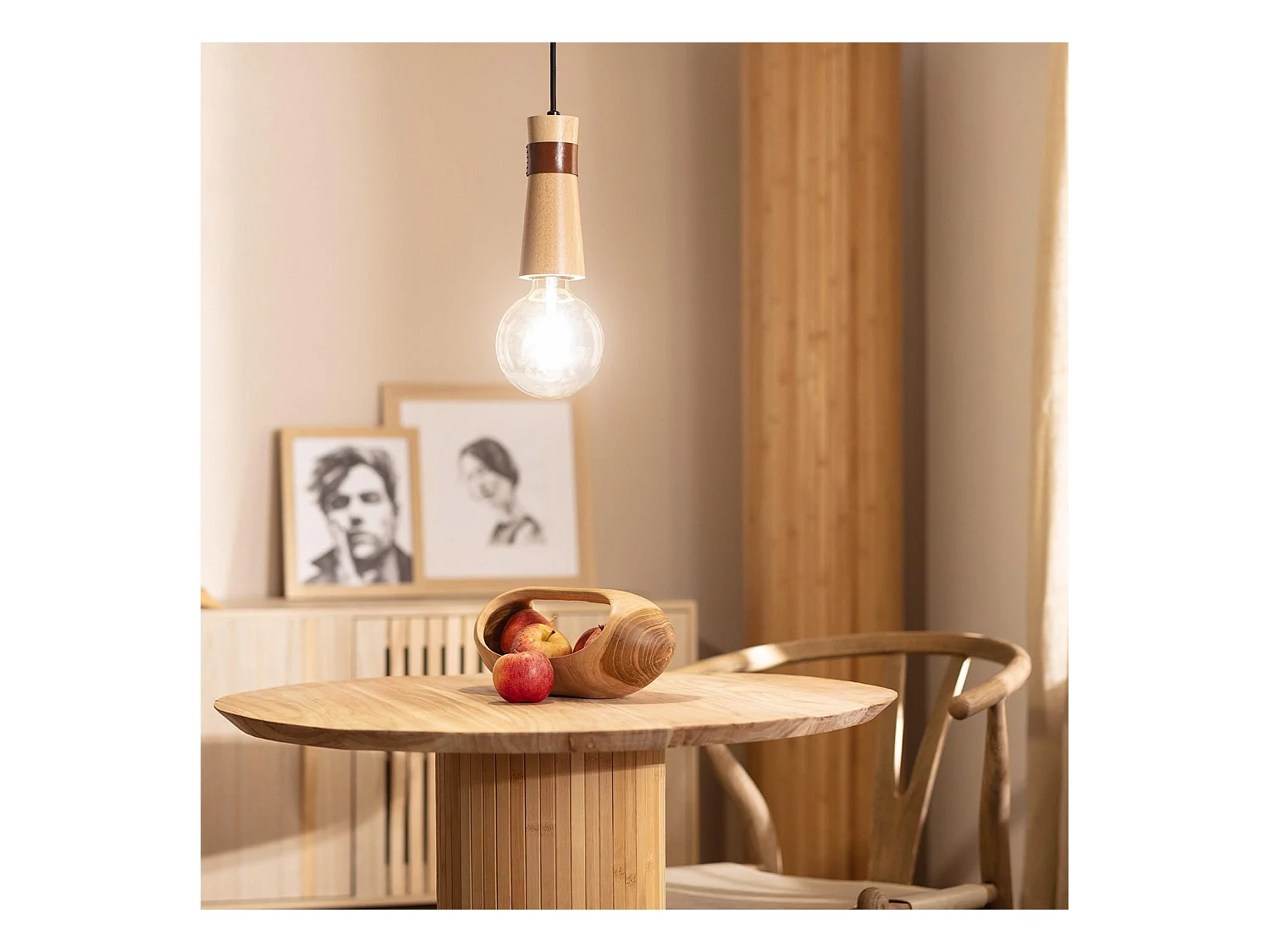 Lámpara Colgante Madera Barsella Natural