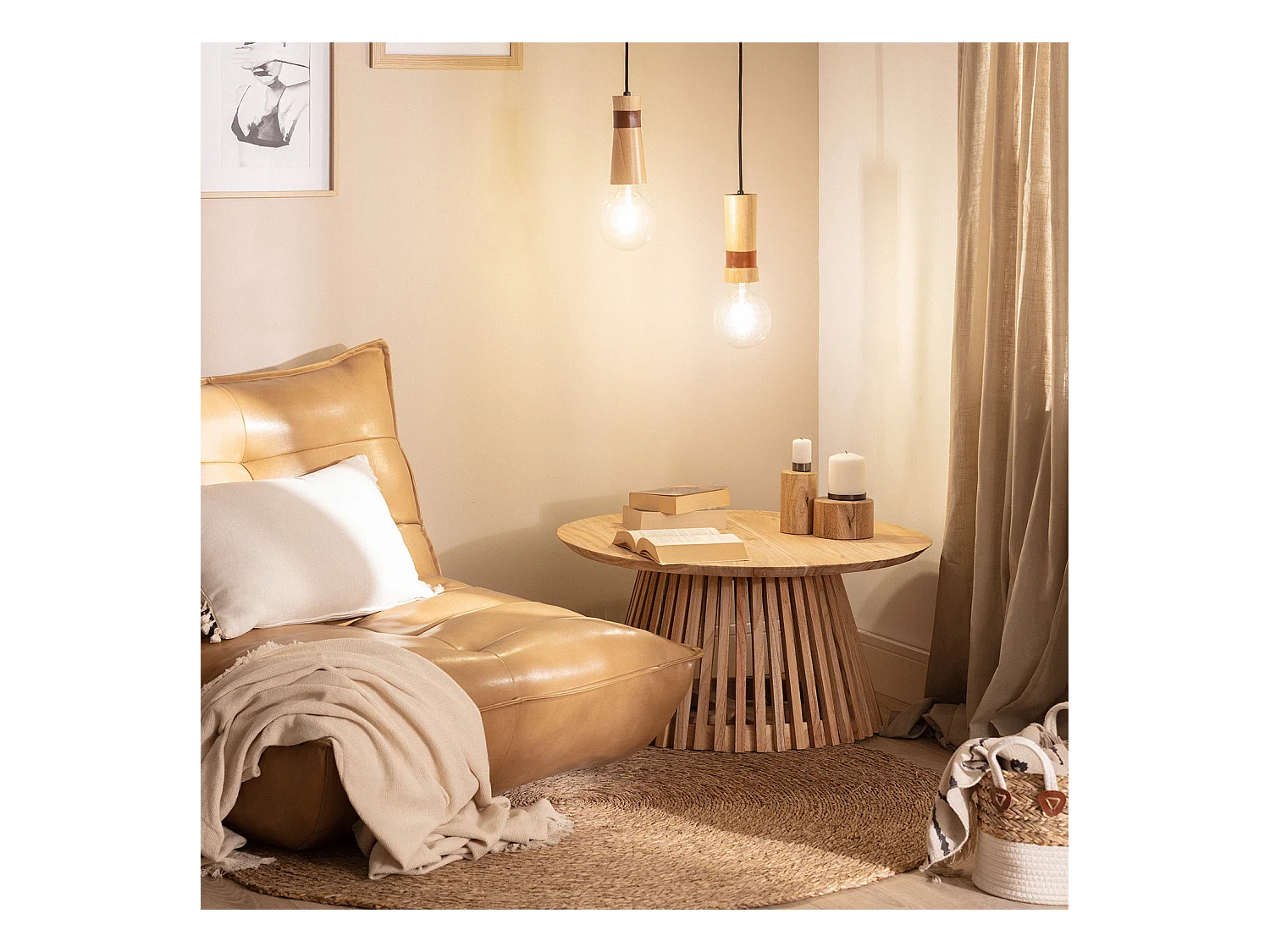 Lámpara Colgante Madera Barsella Natural