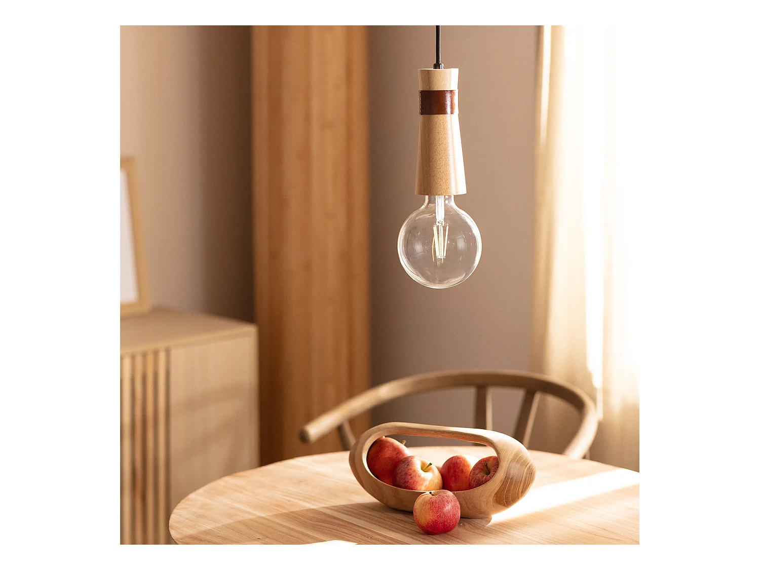 Lámpara Colgante Madera Barsella Natural