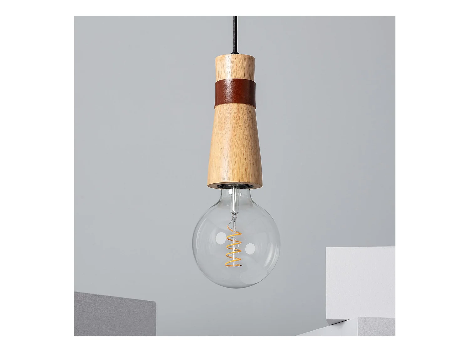 Suspension Bois Barsella Naturel
