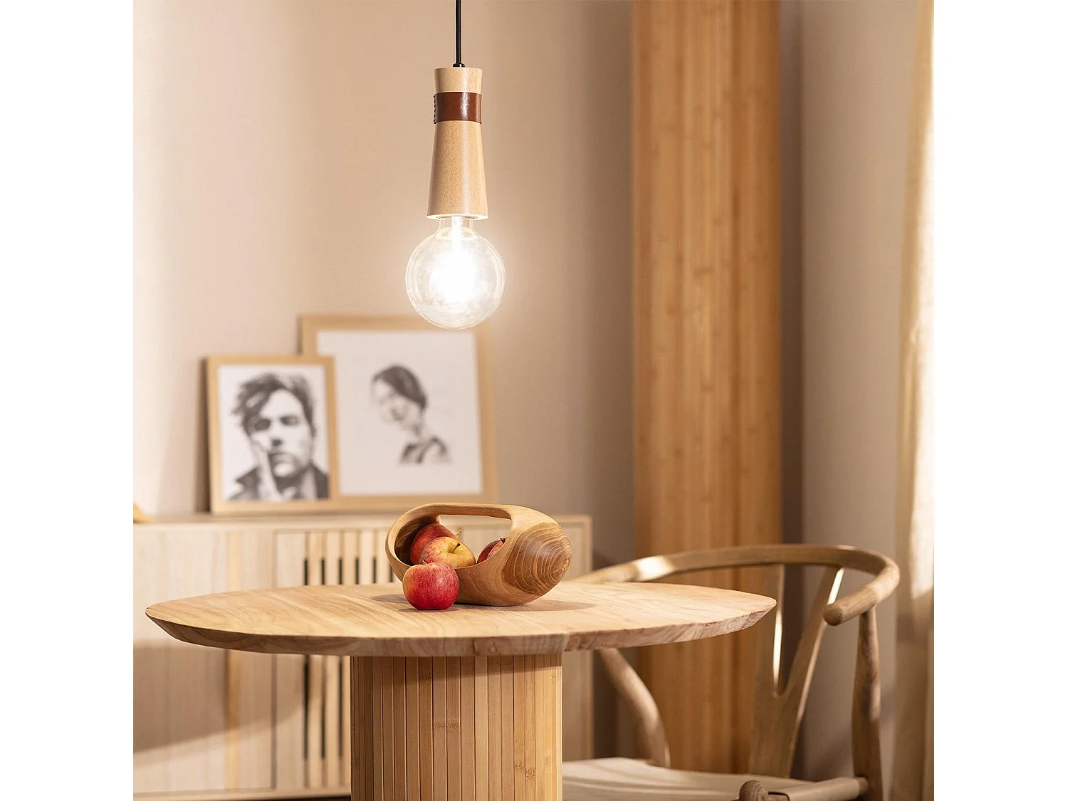 Suspension Bois Barsella Naturel