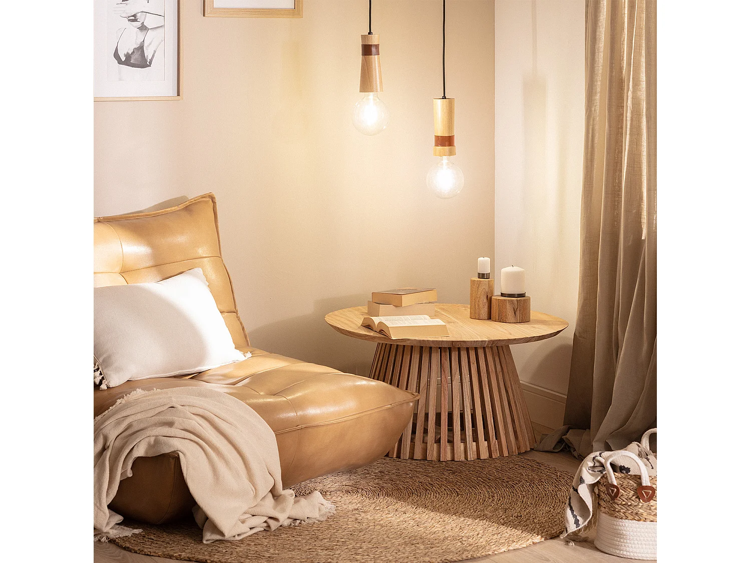 Suspension Bois Barsella Naturel