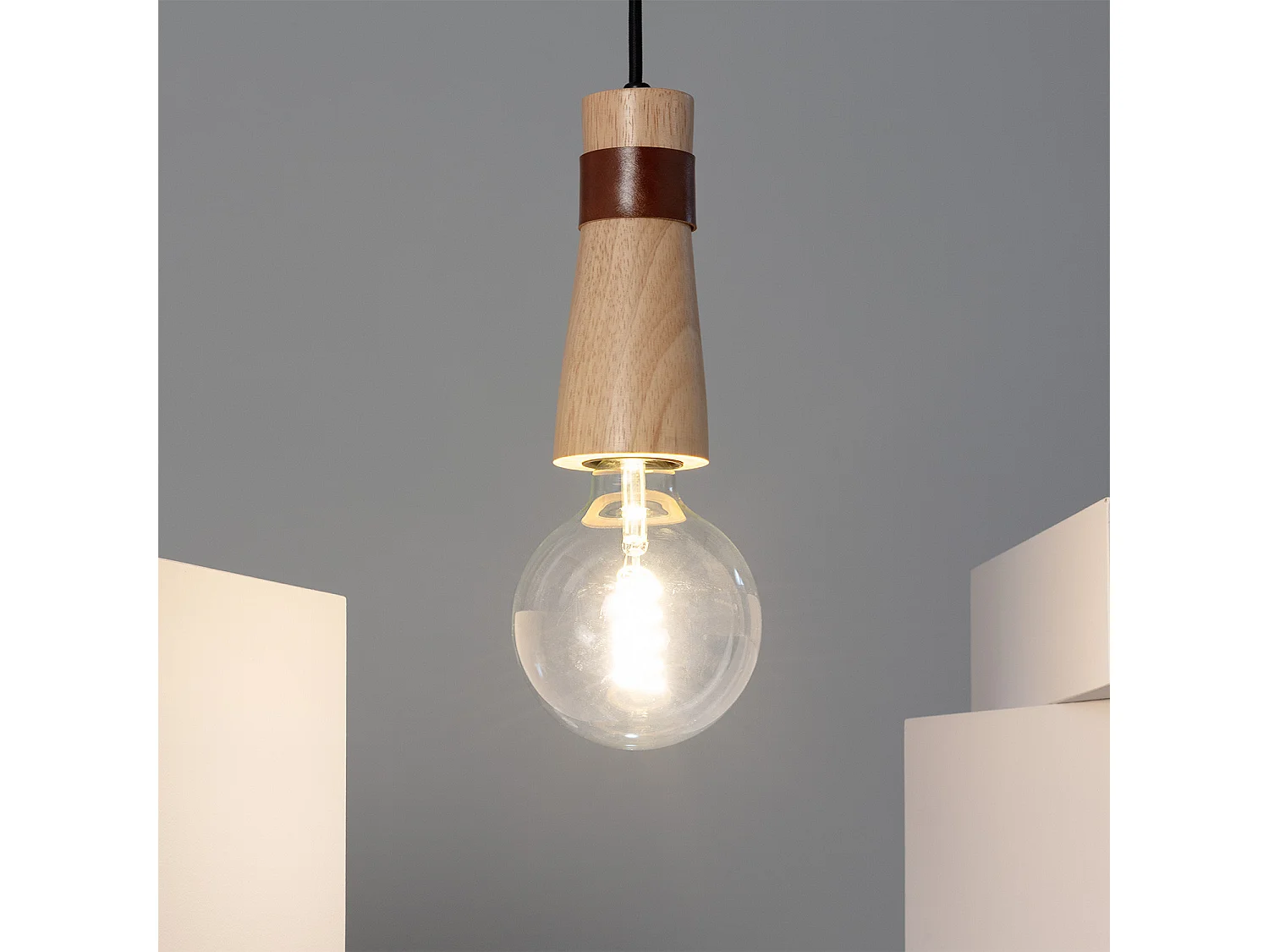 Suspension Bois Barsella Naturel