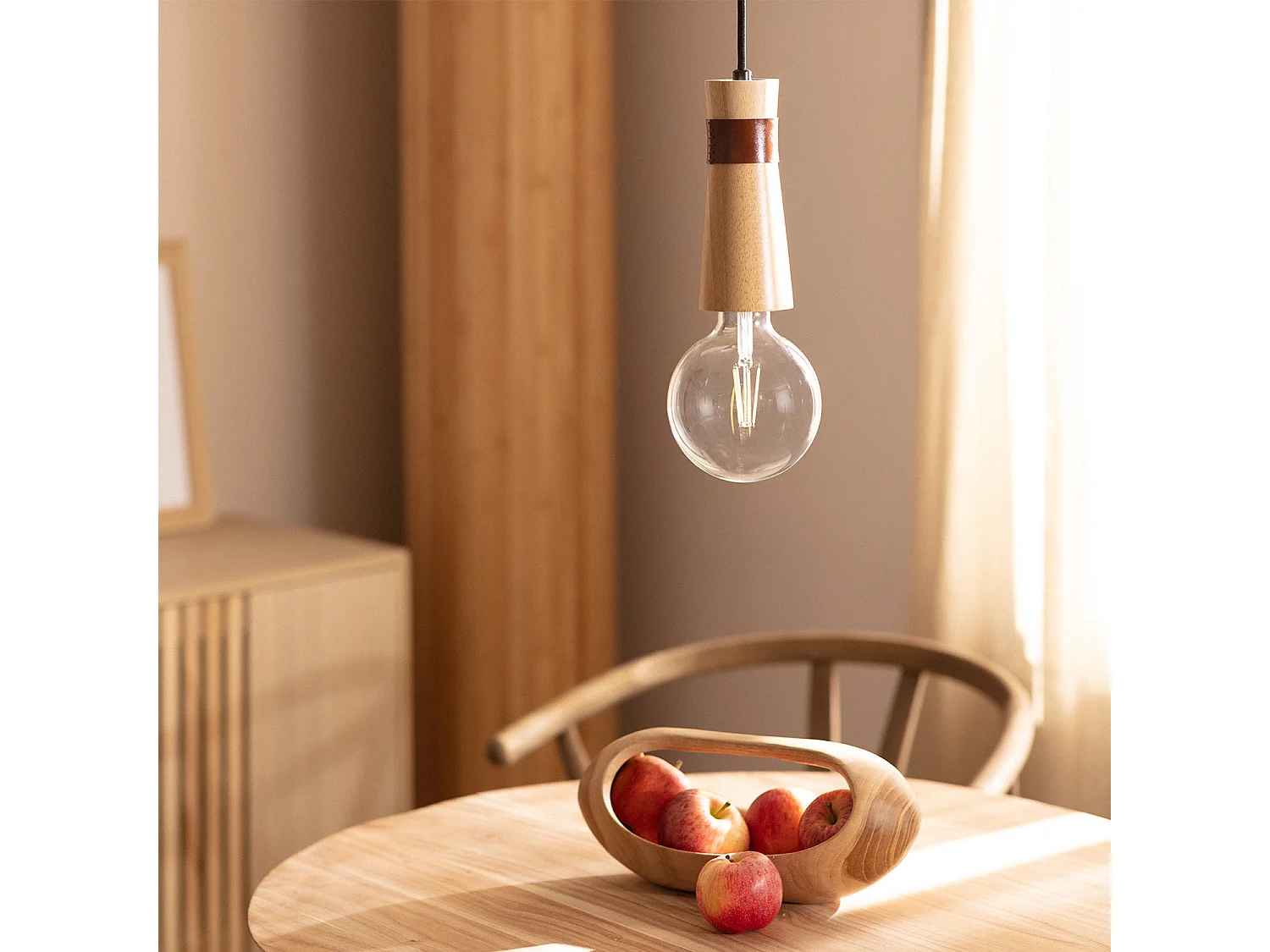 Suspension Bois Barsella Naturel