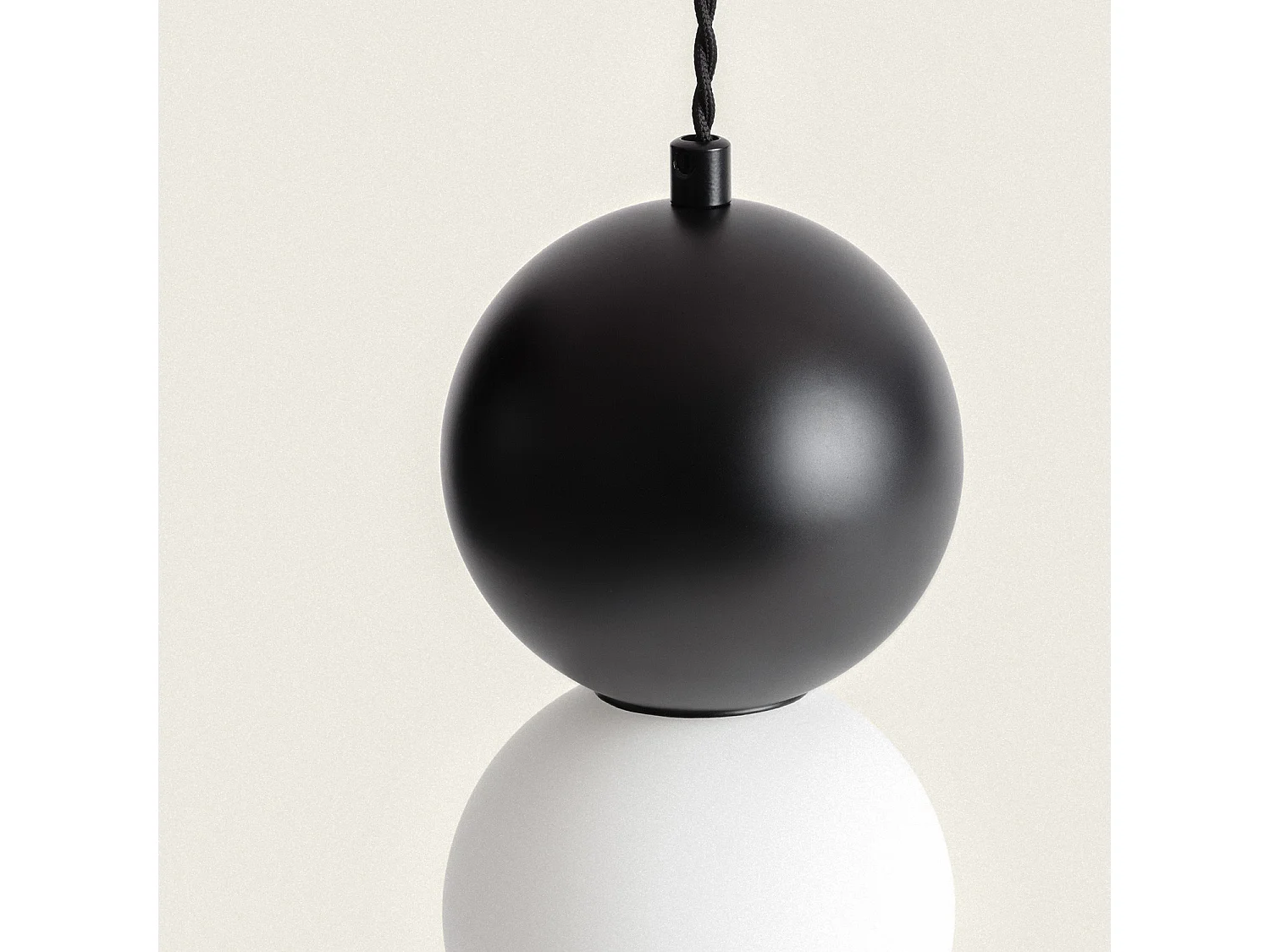 Suspension Métal et Verre Apolo Blanc / Noir