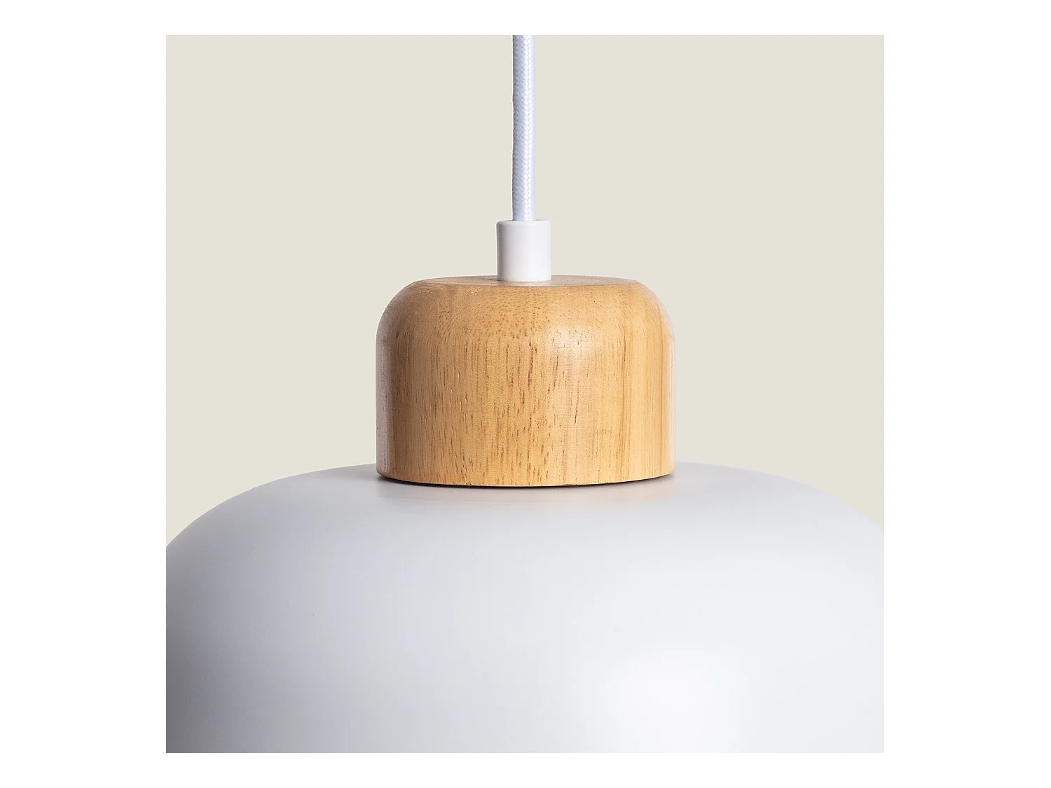 Lampada a Sospensione Metallo e Legno Wawak Bianco