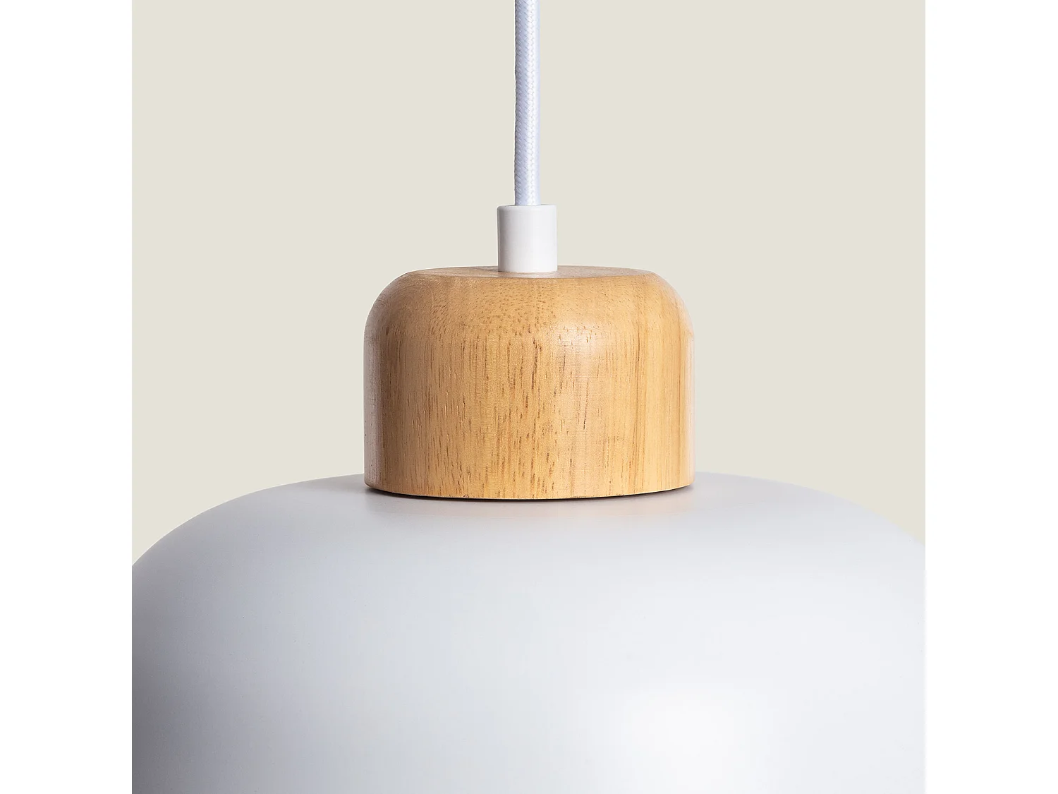 Lampada a Sospensione Metallo e Legno Wawak Bianco