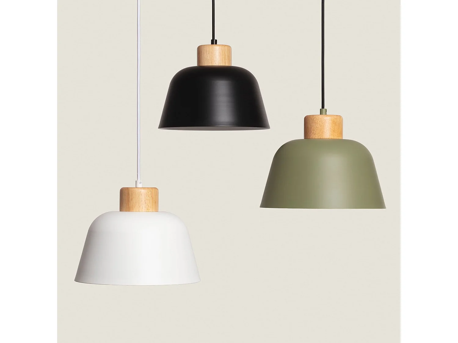 Lámpara Colgante Metal y Madera Wawak Blanco