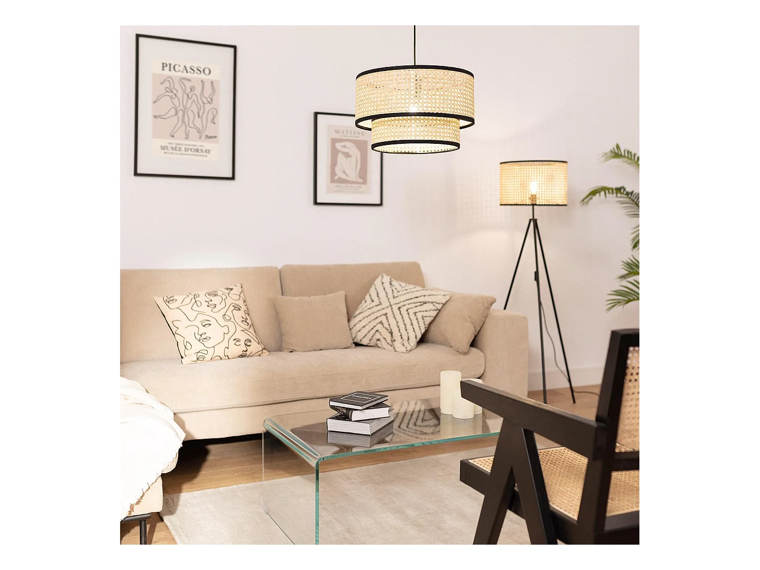 Suspension Rotin Huela Doppio Naturel