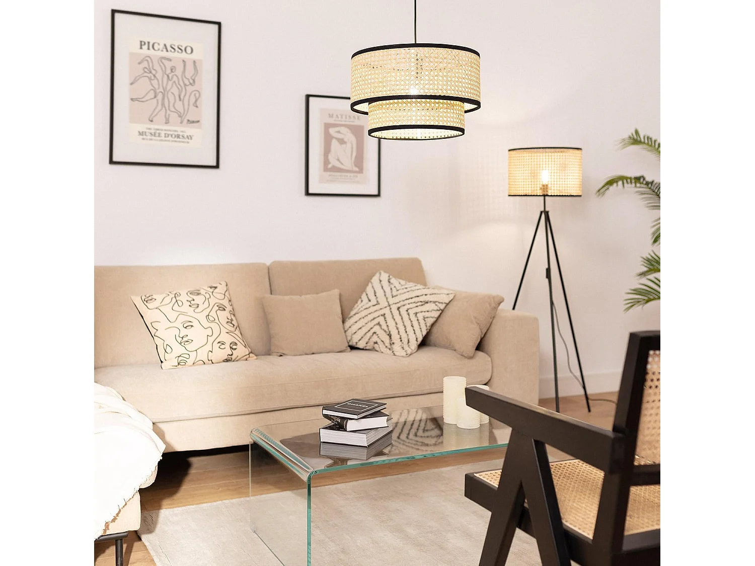 Suspension Rotin Huela Doppio Naturel