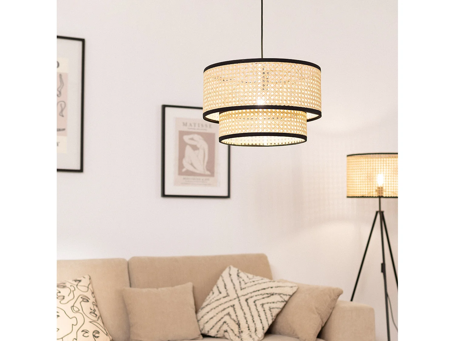 Suspension Rotin Huela Doppio Naturel