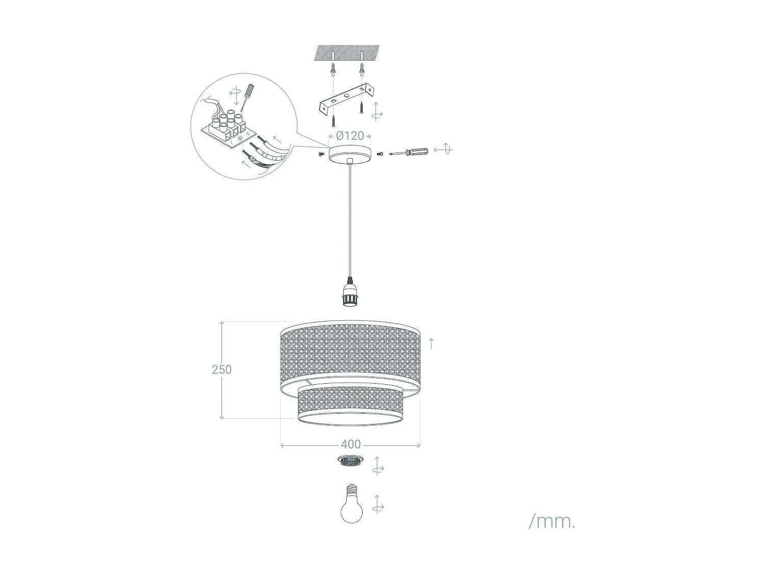 Suspension Rotin Huela Doppio Naturel