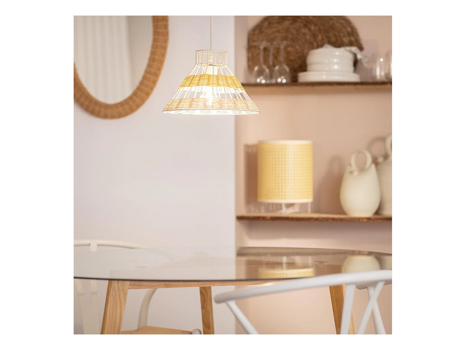 Lampada a Sospensione in Rattan Wasari Nero