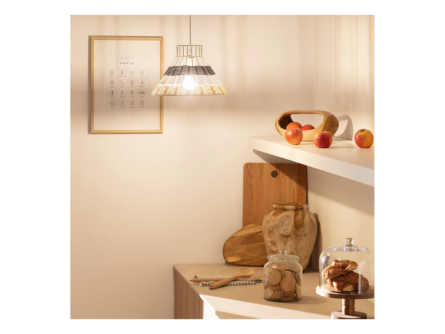 Lampada a Sospensione in Rattan Wasari Nero