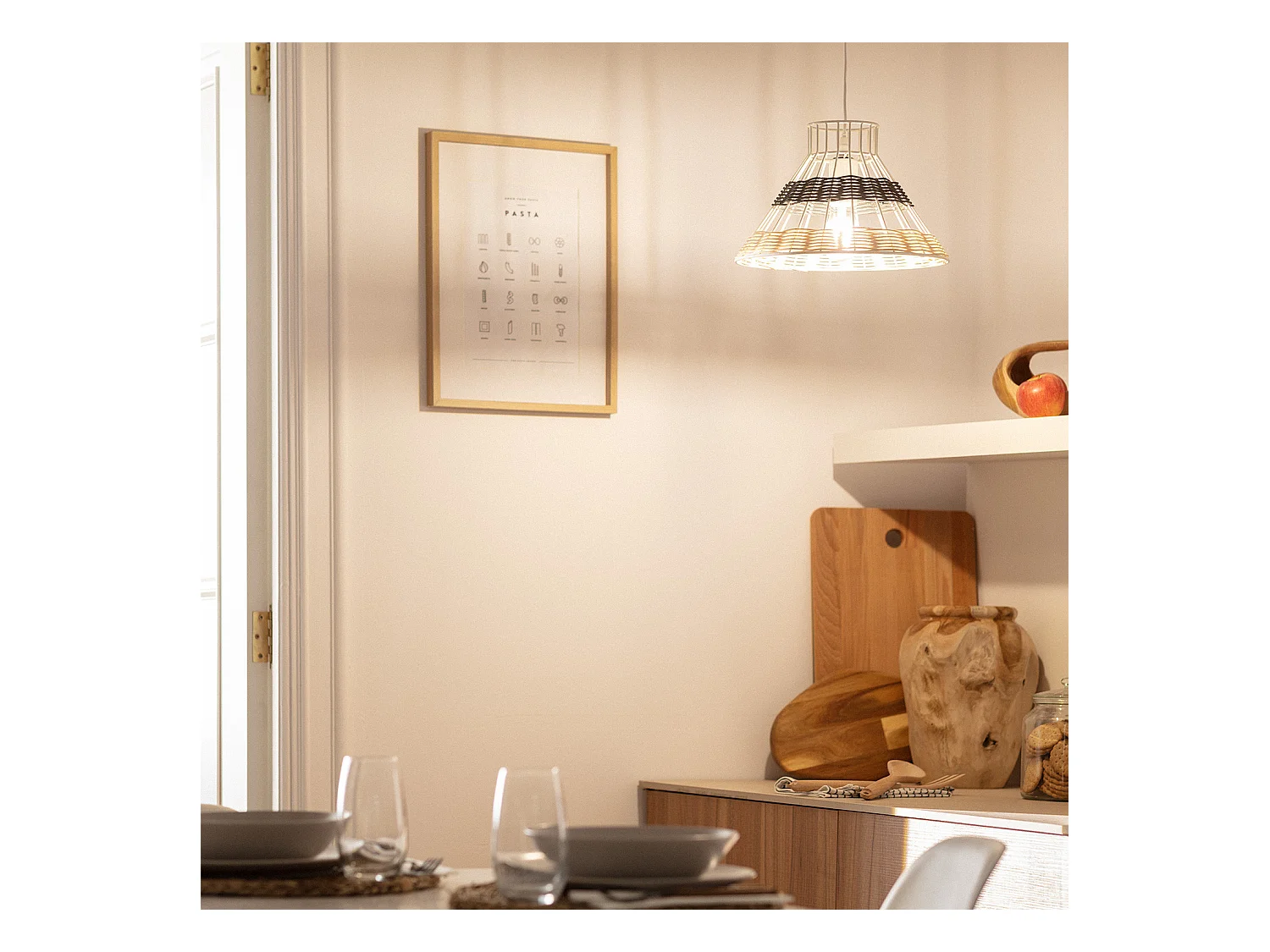Suspension Rotin Wasari Noir