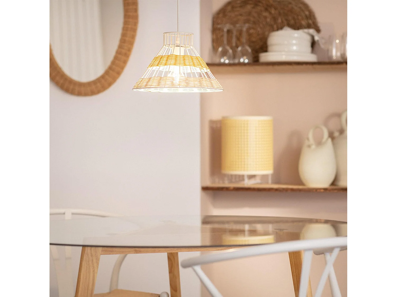 Suspension Rotin Wasari Noir