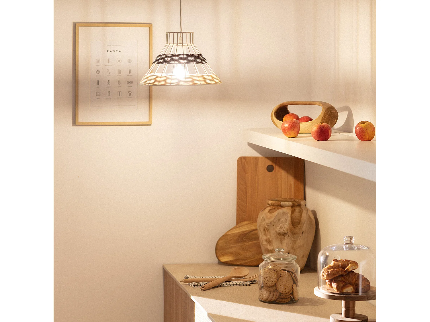 Suspension Rotin Wasari Noir