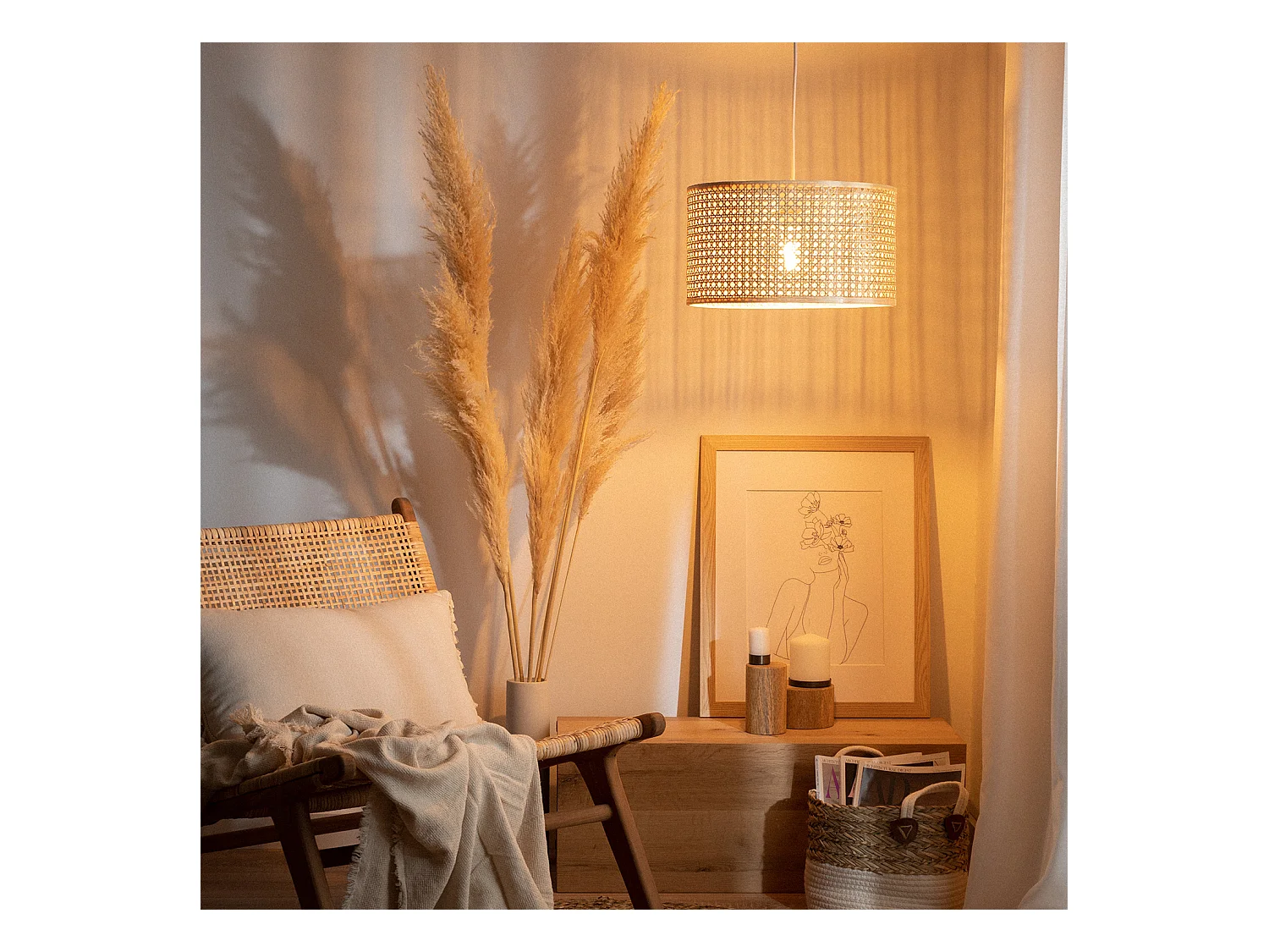 Lampada a Sospensione Rattan Mampa Naturale