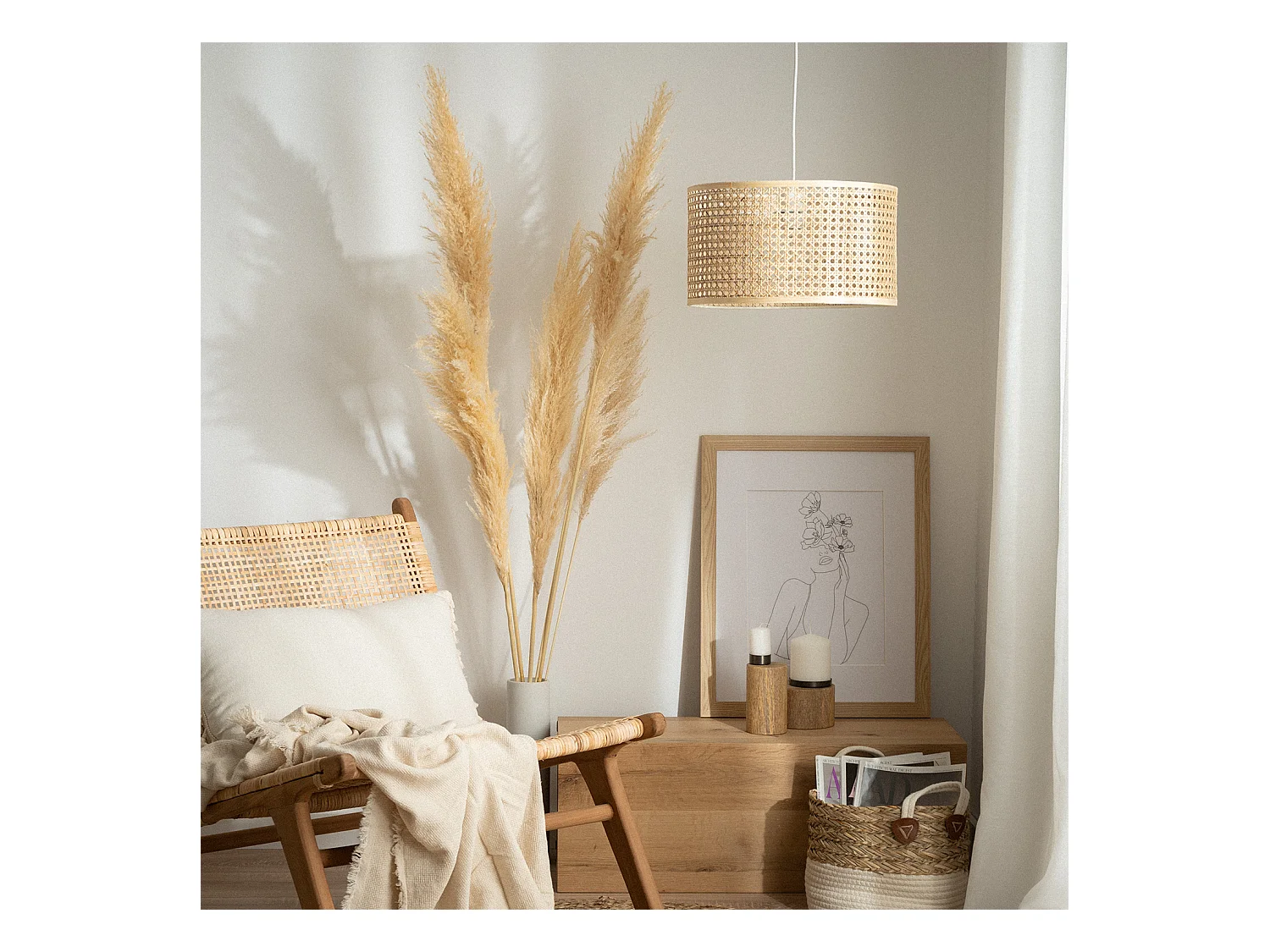 Lampada a Sospensione Rattan Mampa Naturale