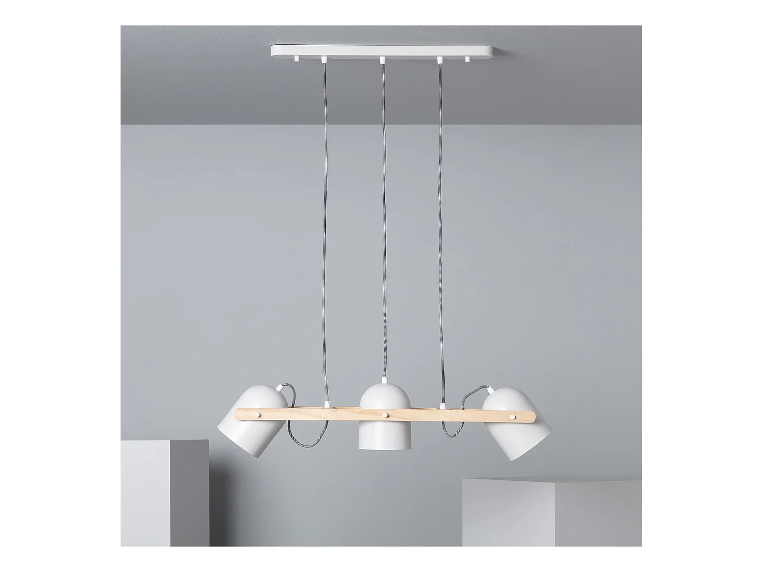 Lámpara Colgante Madera y Metal Klarhet Blanco