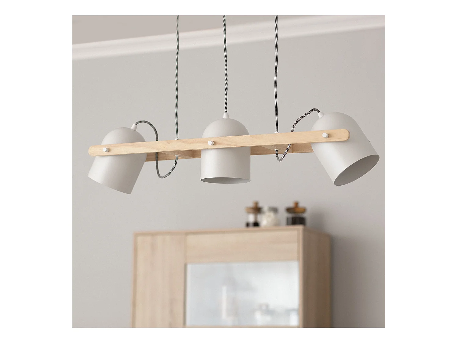 Lámpara Colgante Madera y Metal Klarhet Blanco