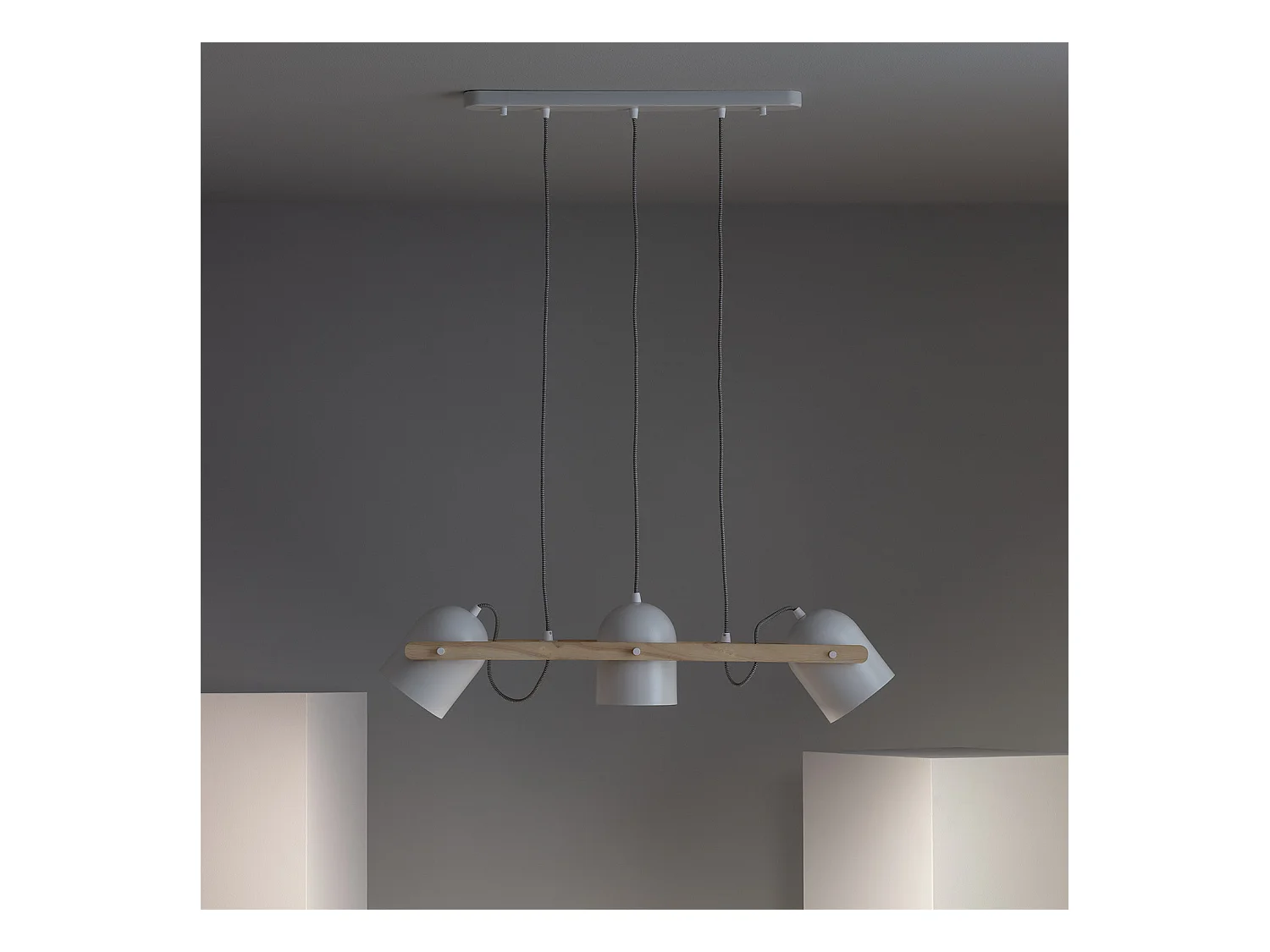 Lámpara Colgante Madera y Metal Klarhet Blanco