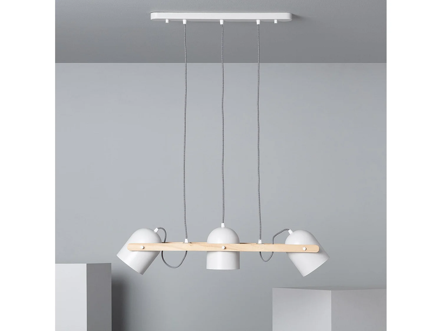 Suspension Métal et Bois Klarhet Blanc