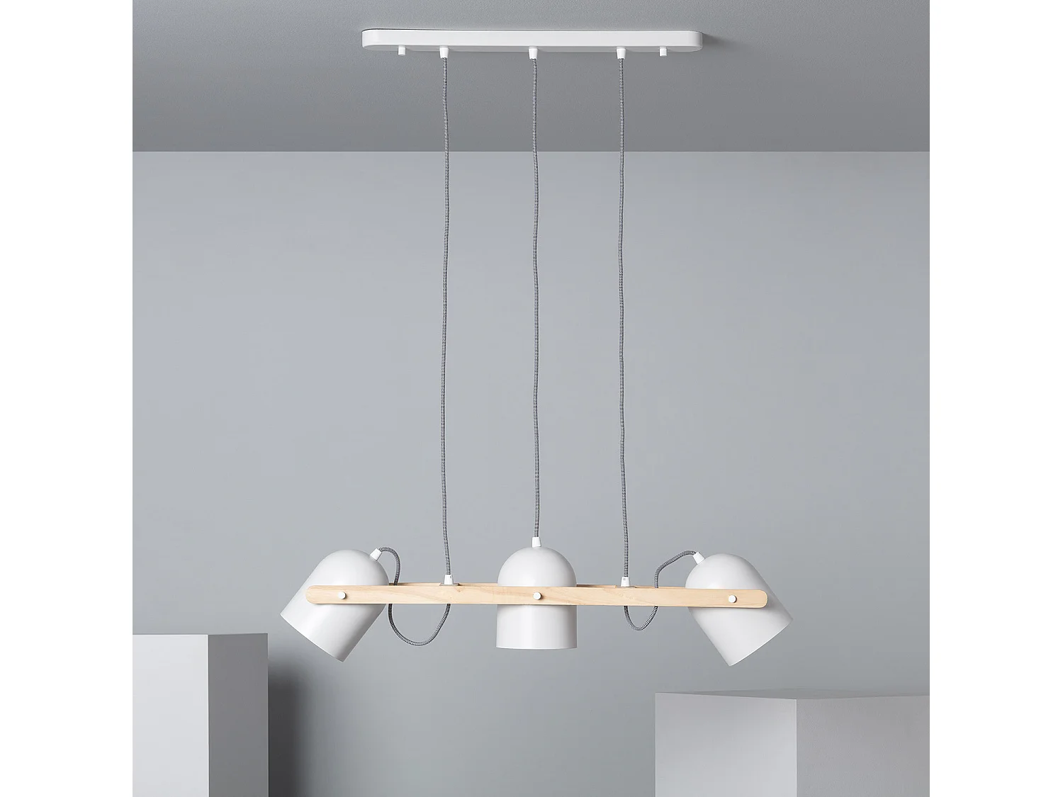 Suspension Métal et Bois Klarhet Blanc