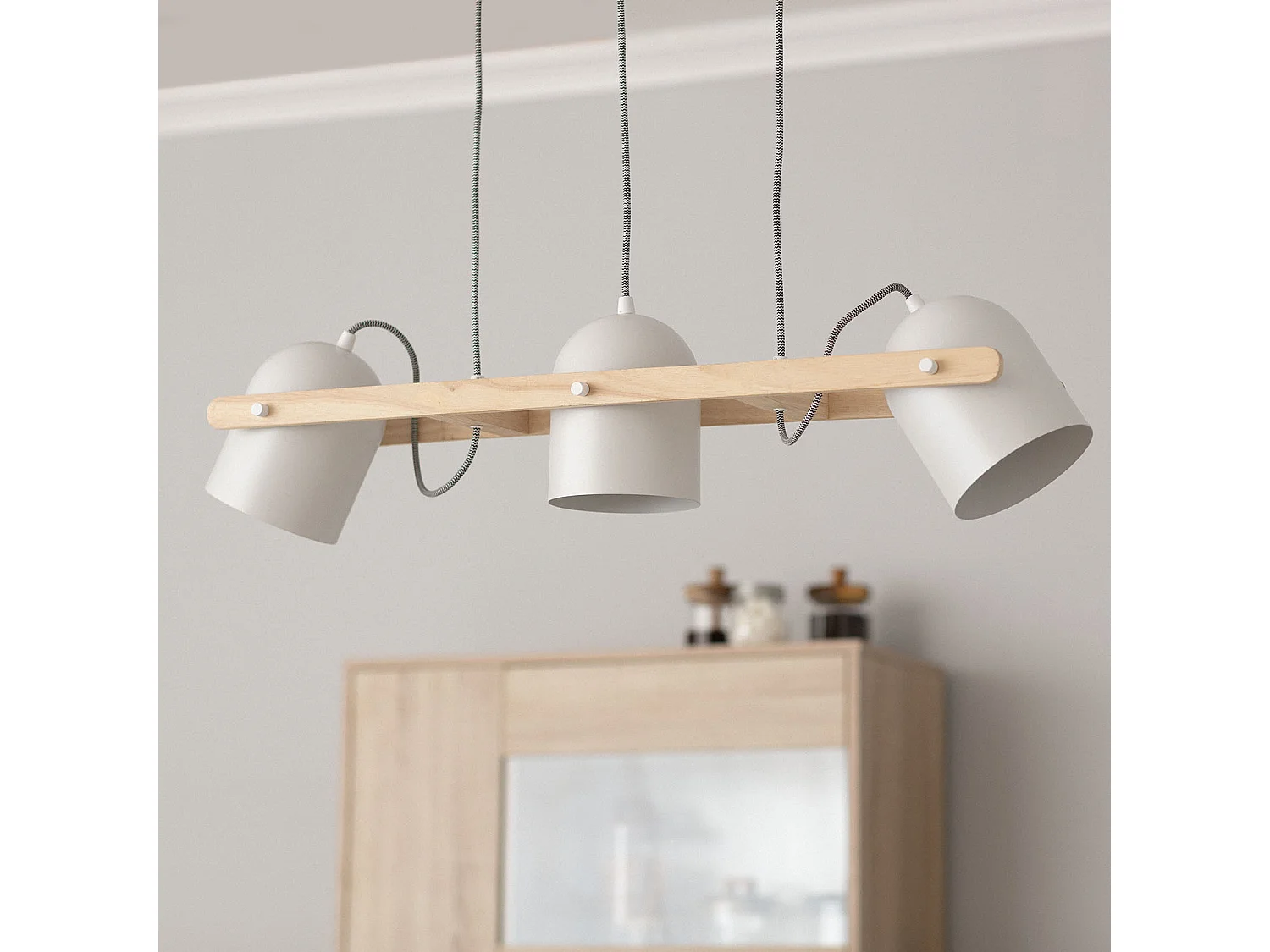 Suspension Métal et Bois Klarhet Blanc