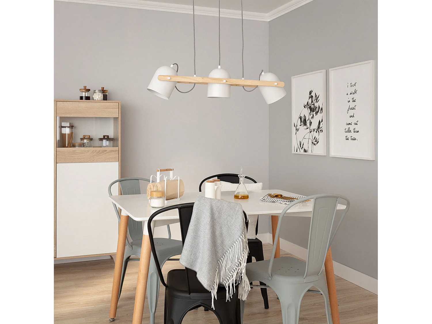 Suspension Métal et Bois Klarhet Blanc