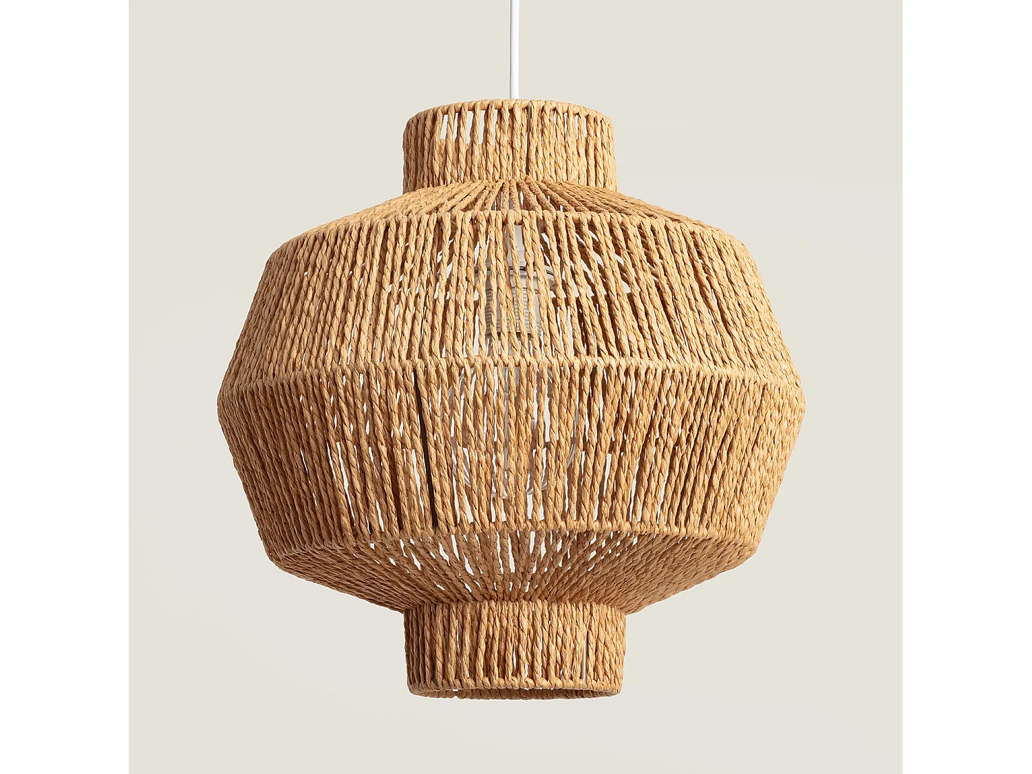 Lampada a Sospensione Carta Intrecciata Simara Marrone