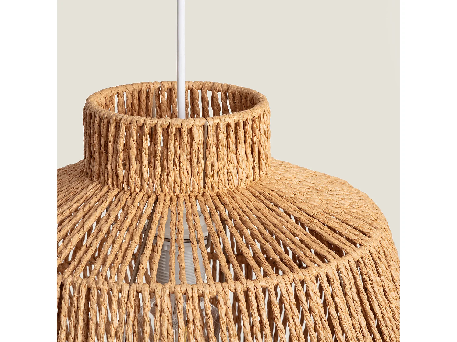 Lampada a Sospensione Carta Intrecciata Simara Marrone