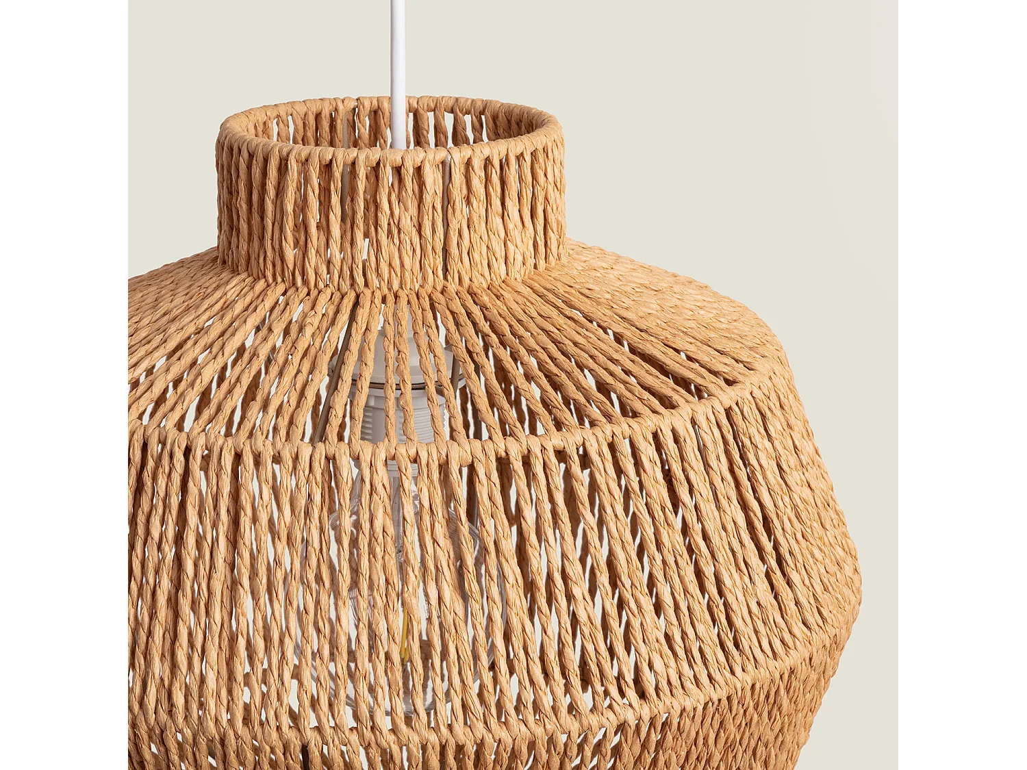 Lampada a Sospensione Carta Intrecciata Simara Marrone