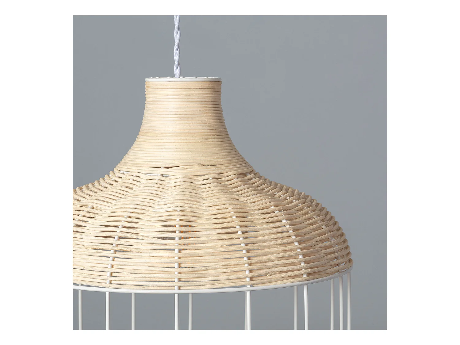 Lámpara Colgante Ratán y Metal Sliema Blanco