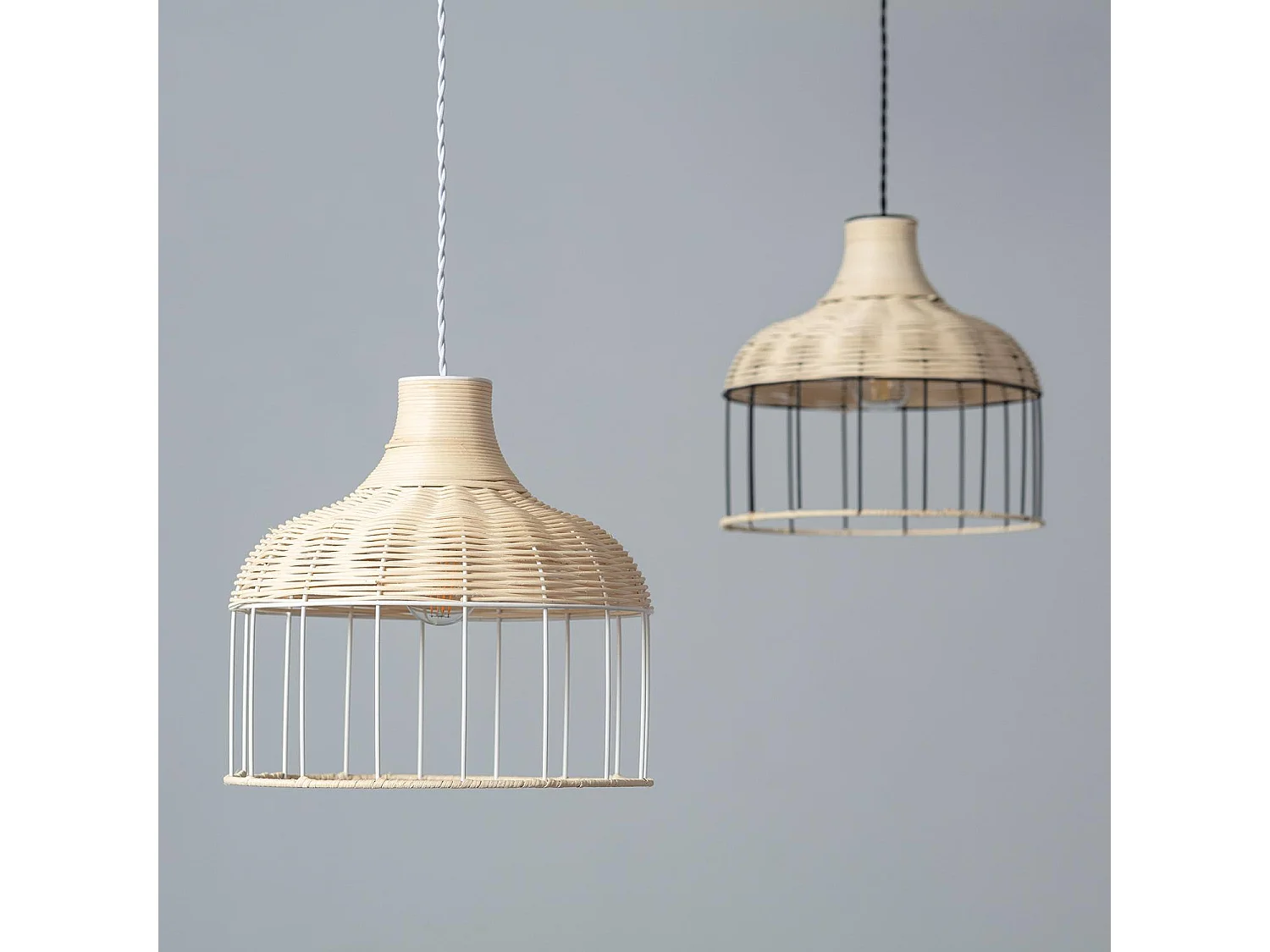 Suspension Rotin et Métal Sliema  Blanc