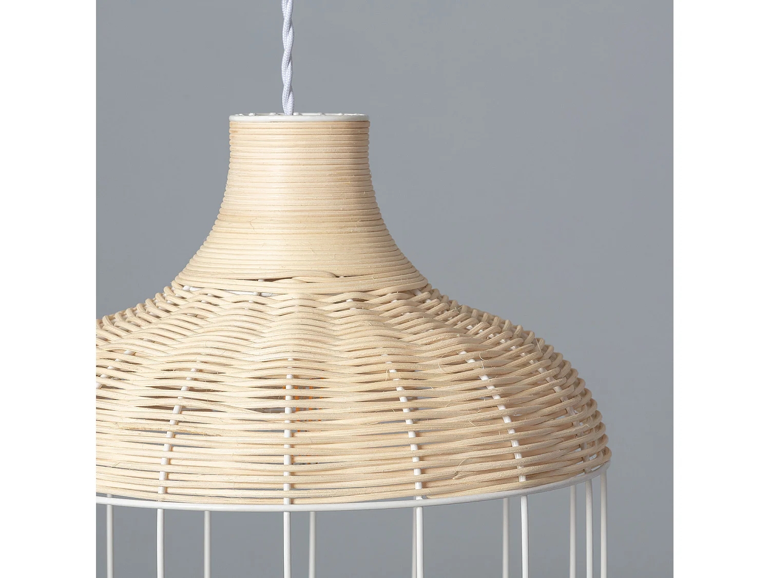 Suspension Rotin et Métal Sliema  Blanc