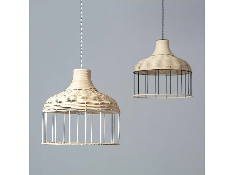 Suspension Rotin et Métal Sliema  Blanc