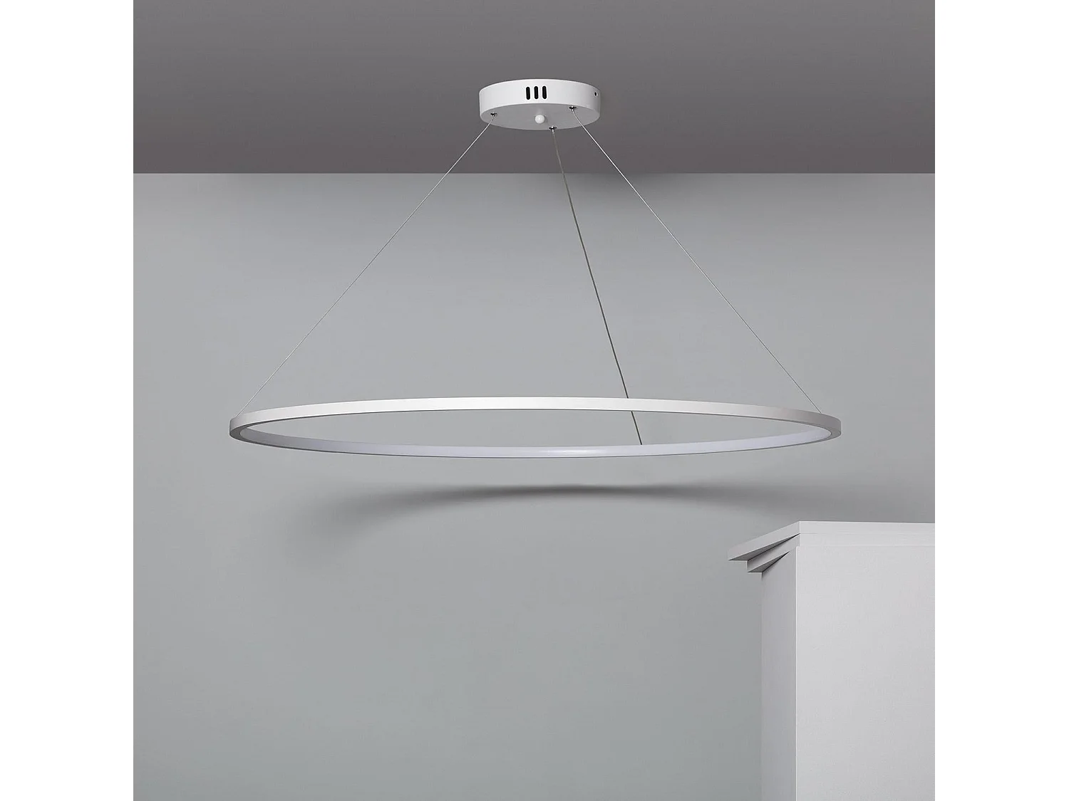 Lámpara Colgante LED 28W Aluminio CCT Seleccionable Big Ivalo Ø 1 Metro Blanco